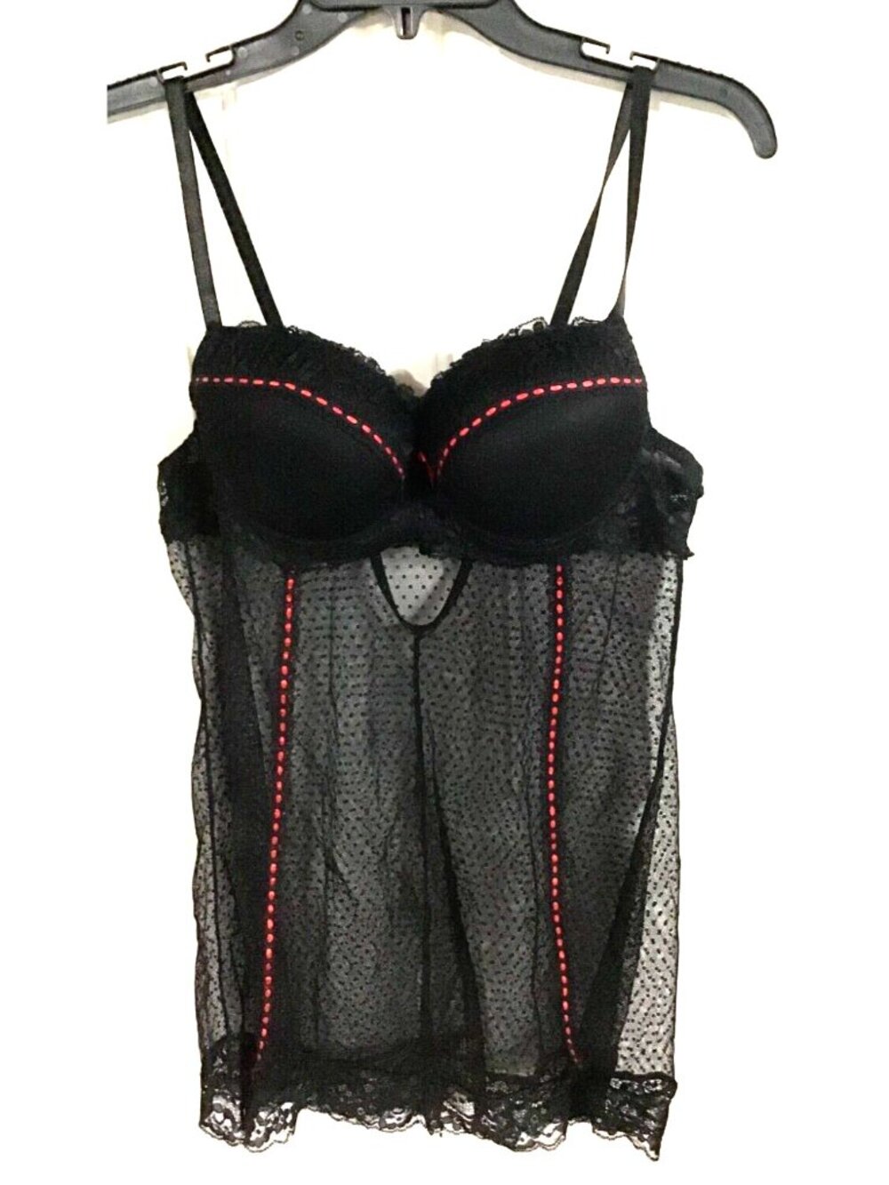 Body Jewels Medium Sheer Black Babydoll Lingerie Nightgown